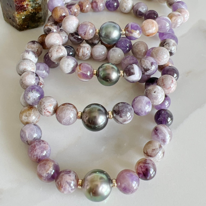 Custom Crystal + Tahitian Pearl Bracelet